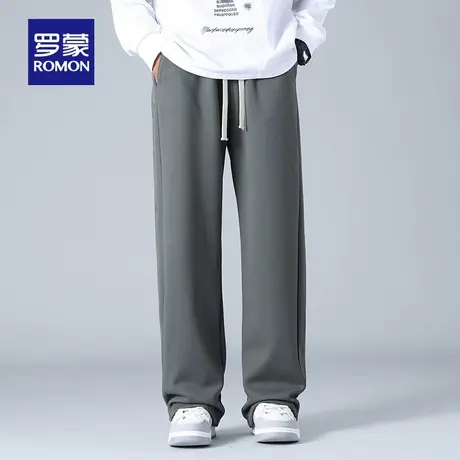 罗蒙男士户外百搭休闲裤2025秋季新款抽绳松紧腰直筒裤宽松长裤男商品大图