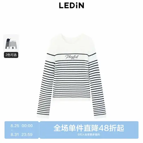 【反季清仓】乐町圆领条纹线套衫24年冬季新款针织毛衣C1EEE4F03图片