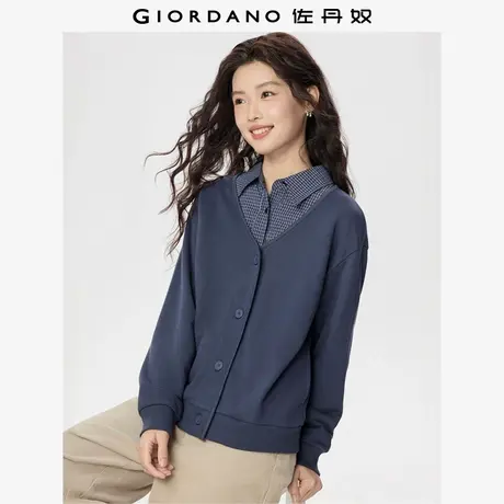 佐丹奴外套女装纯色V领针织卫衣外套 05375862商品大图