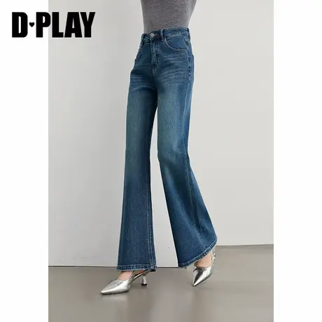 DPLAY2025年秋季新款蓝色牛仔裤女时尚宽松直筒裤子长裤阔腿裤图片