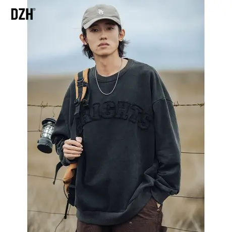 男士纯棉美式卫衣男秋季新款破坏感刺绣衣服潮牌男情侣外套上衣服商品大图