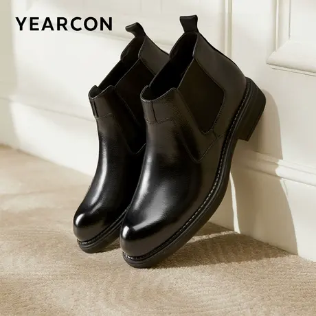 意尔康男鞋2025冬季男士加绒短靴英伦风切尔西靴商务正装西装皮鞋商品大图