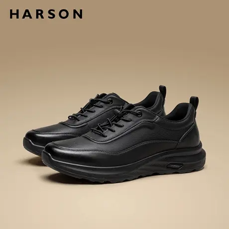 哈森男鞋春季新款商务休闲鞋男士皮鞋真皮软底通勤运动鞋低帮鞋男商品大图