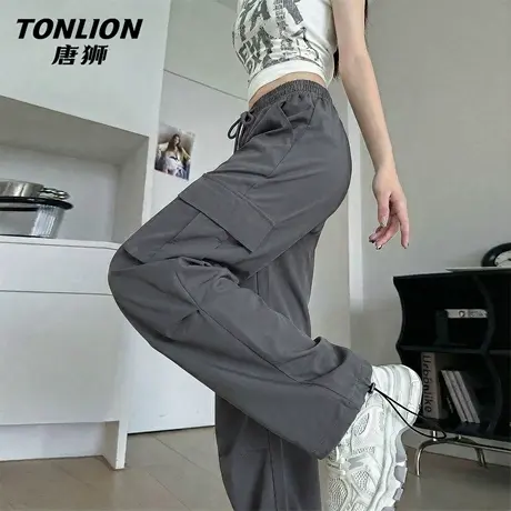 唐狮官方直筒工装裤女款2026新款夏季户外薄款运动防晒伞兵裤子VB图片