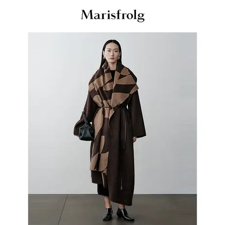 【商场同款】玛丝菲尔2023年冬季新款咖色时尚简约美拉德毛呢外套商品大图