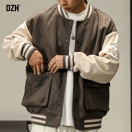 男士美式工装外套男款秋季复古棒球服2023新款男飞行运动夹克潮牌商品大图