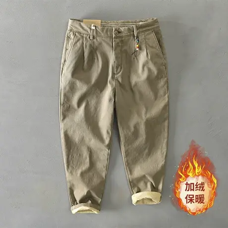 加绒裤男冬季直筒休闲裤保暖新款纯棉宽松工装裤冬天加绒加厚男装商品大图