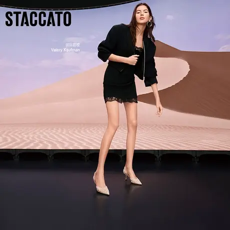 思加图新款BURANO仙女鞋蕾丝鞋婚鞋法式尖头细高跟鞋ED334AK3商品大图