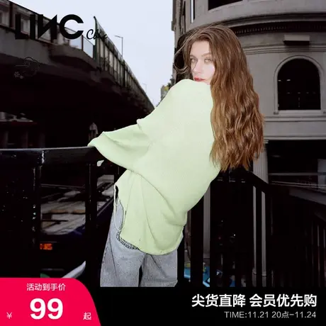 【针织合集】LINC金羽杰针织衫宽松V领针织开衫外套女装S211CR129商品大图