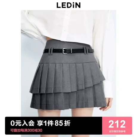 乐町可爱百褶半裙高腰A字版型显高显瘦2023秋季新品舒适柔软短裙图片