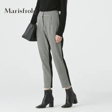 Marisfrolg/玛丝菲尔2020年冬季格子时尚休闲裤直筒裤女装商品大图