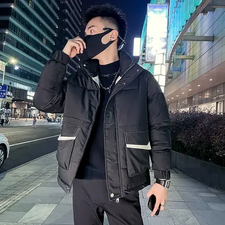 立领棉服男冬季2023新款加厚保暖冬装高级感个性潮牌工装棉衣外套图片