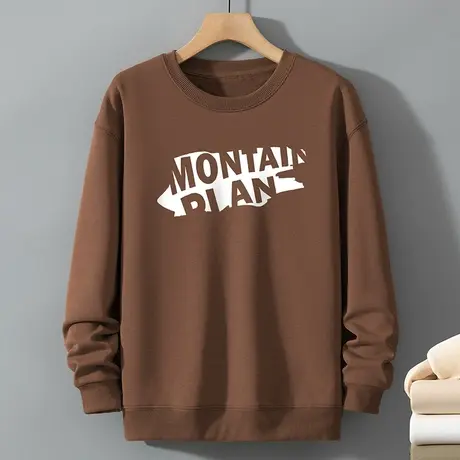 320g重磅卫衣男潮流百搭加绒加厚圆领上衣服秋冬保暖无帽长袖t恤商品大图