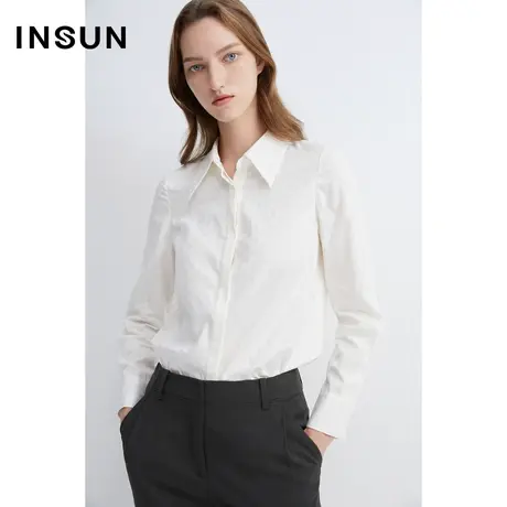 INSUN恩裳春季百搭立体提花棉质衬衫图片