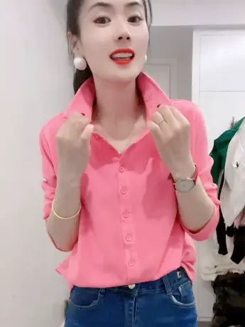 长袖POLO领t恤女2023新款春秋季韩版时尚百搭洋气休闲显瘦体恤衫商品大图