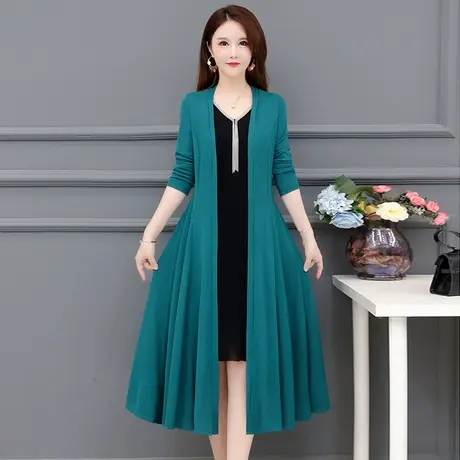 夏季长袖开衫女长款大码显瘦开衫长款过膝轻薄显瘦纯色外搭防晒衫图片