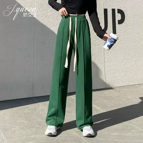 高腰阔腿裤女春秋季新款ins超火美式休闲运动宽松卫裤抽绳长裤子商品大图