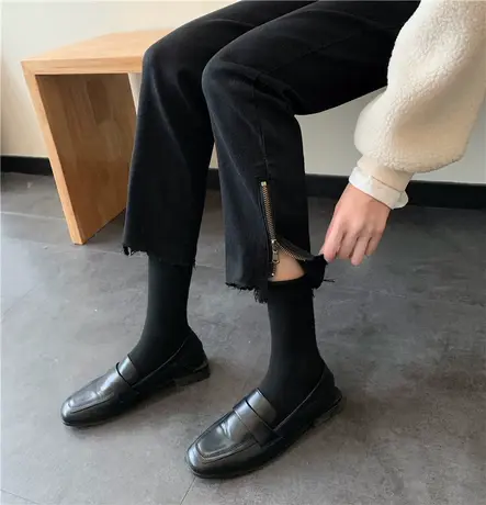 韩国黑色牛仔裤女2023年秋季新款高腰显瘦直筒裤烟管裤百搭九分裤商品大图