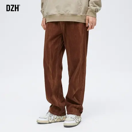 男士咖啡色阔腿牛仔裤男直筒春夏款潮牌裤子2023新款休闲长裤百搭商品大图