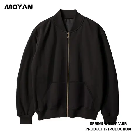 黑色加肥加大码男装夹克胖子外套拉链加绒卫衣宽松棒球服休闲秋冬商品大图