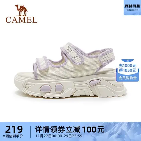 骆驼运动鞋女士2023夏季新款时尚休闲魔术贴凉鞋运动厚底沙滩凉鞋商品大图
