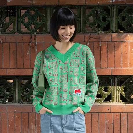 播春季新款系列V领套头针织毛衫女大闹天宫IP联名BDP1SD0621图片