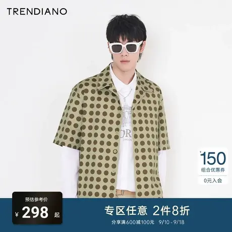 TRENDIANO潮牌官方男装衬衣潮流时尚波普风缎面波点短袖衬衫男商品大图
