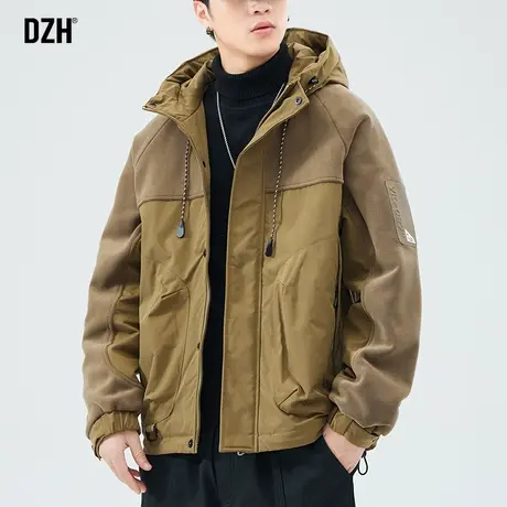 男士工装棉服男款冬季拼接摇粒绒外套冲锋衣高级感防寒服加厚棉衣图片