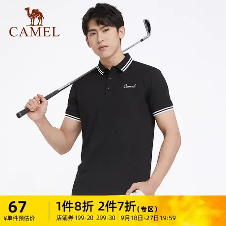 骆驼男装运动T恤2023春夏款半袖休闲薄带领POLO衫翻领短袖上衣商品大图