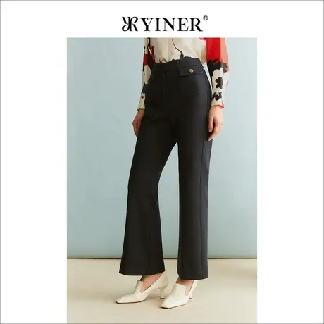 YINER音儿冬季女装法式优雅长裤羊毛裤子微喇叭休闲裤商品大图