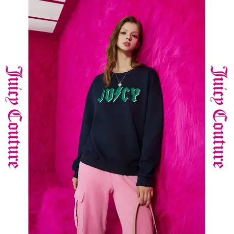 Juicy Couture橘滋初秋冬新款甜蜜宇宙印绣花圆领女式卫衣商品大图