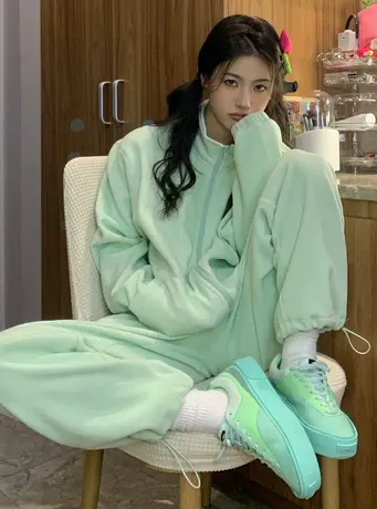 网红炸街卫衣套装女2022新款春秋宽松休闲长裤小个子运动服两件套图片