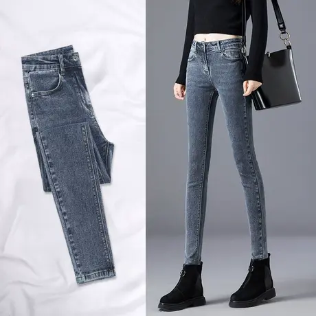 牛仔裤女2023年新款春秋季高腰显瘦显高百搭修身弹力小脚铅笔裤子商品大图