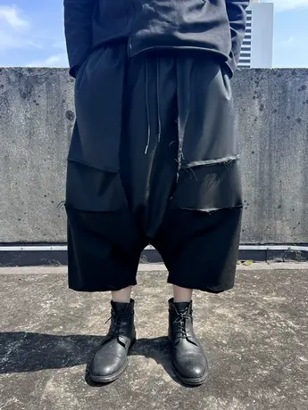 暗黑系设计感小众山本耀司宽松阔腿裤男女同款九分裤吊裆低裆垮裤图片