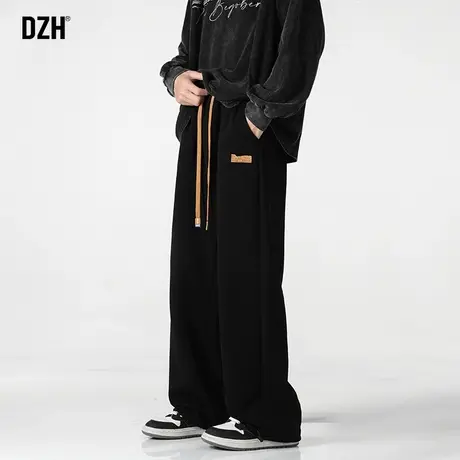 男士抽绳束脚黑色卫裤男秋秋季显瘦裤子运动篮球裤宽松休闲直筒裤商品大图