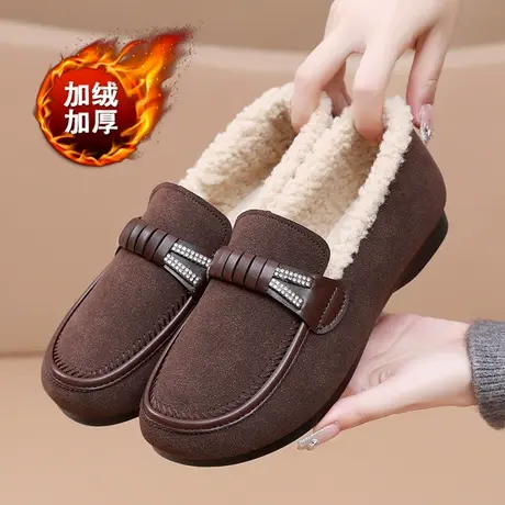老北京布鞋女加绒妈妈棉鞋冬季防滑软底保暖奶奶鞋平底休闲豆豆鞋图片