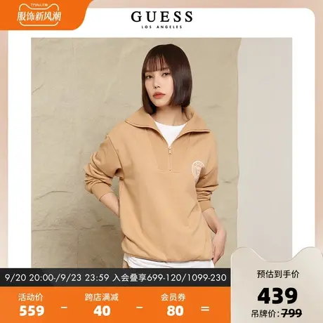 GUESS秋季男女同款休闲oversize流行新派半高领拉链卫衣MM3K9443C图片