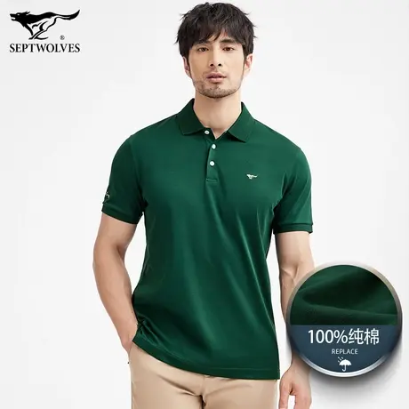 Q七匹狼狼族生活装刺绣polo衫男士短袖t恤2023夏季商务翻领半袖商品大图