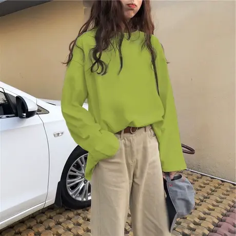 2023年春秋冬新款洋气内搭打底衫白色宽松长袖T恤女装早秋衣上衣商品大图