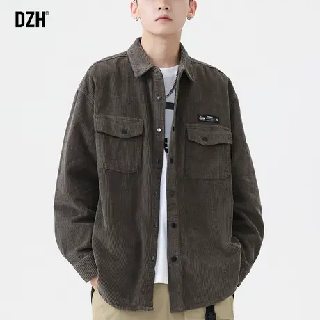 男士灯芯绒衬衫男长袖高级感休闲衬衣潮牌男装痞帅寸衫工装外套秋商品大图