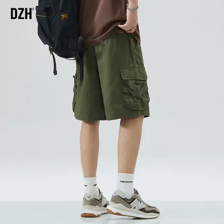 男士军绿色工装裤休闲短裤男夏季美式五分裤宽松裤子2023新款夏裤商品大图