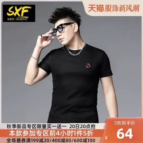 SXF圣希梵短袖男2023新款夏季潮牌T恤简约冰丝光棉体恤男士上衣服商品大图