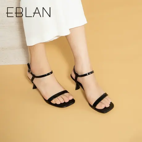 伊伴春夏新款女凉鞋一字带搭扣外穿凉拖鞋简约大方细高跟鞋单鞋女图片
