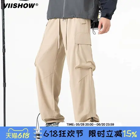VIISHOW大口袋抽绳工装伞兵裤男直筒垂感抽绳户外登山防水冲锋裤图片