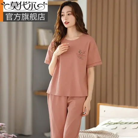 睡衣女士夏季2025年新款纯棉七分裤中年妈妈莫代尔家居服套春秋款商品大图