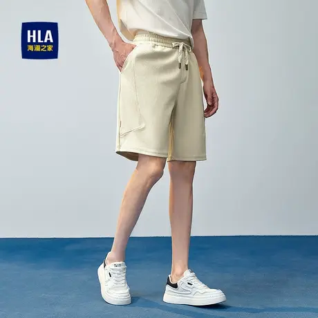 HLA/海澜之家抽绳系带休闲中裤25春夏新刺绣洗水弹力宽松短裤男商品大图