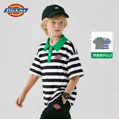 Dickies童装奥莱儿童短袖t恤夏季清仓男童条纹polo衫学院风潮牌A商品大图