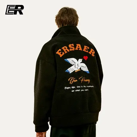 ER敦煌博物馆刺绣和平鸽外套潮牌宽松情侣棉衣图片