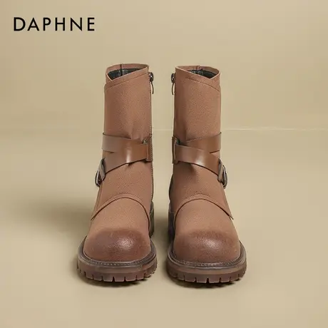 达芙妮棕色西部牛仔短靴女2025夏新款新疆旅游复古显瘦美拉德靴子商品大图