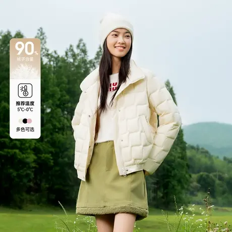 雪中飞商场同款2025冬新款鸭绒学院风百搭通勤简约短款羽绒服商品大图
